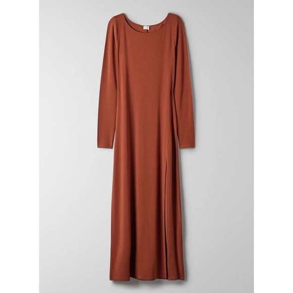 EUC Aritzia Wilfred Neptune Stretch Jersey Long Sleeves Slit Bodycon Maxi  Dress - Picture 9 of 10